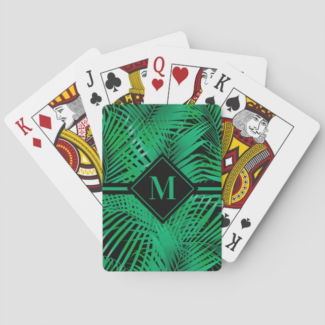 Monogrammed Tropical Palm Playing Cards (Back)