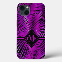 Monogrammed Tropical Purple Palm