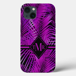 Monogrammed Tropical Purple Palm iPhone 13 Case