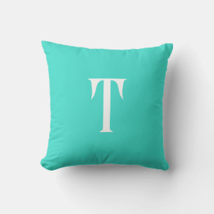 Monogrammed Turquoise Cushion