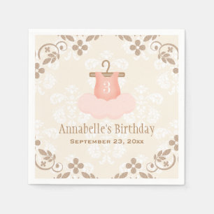 Monogrammed Tutu Ballet Themed Birthday Napkin