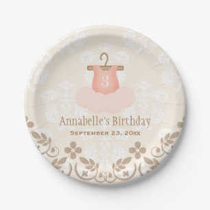 Monogrammed Tutu Ballet Themed Birthday Paper Plate