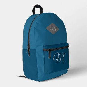 Monogrammed Two-Toned Ocean-Blue Printed Backpack