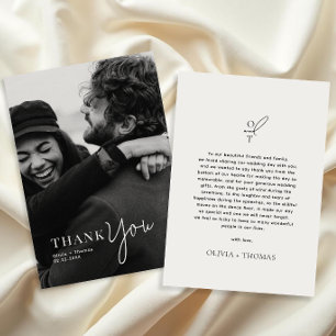 Monogrammed Typography Script Photo Wedding Thank You Card
