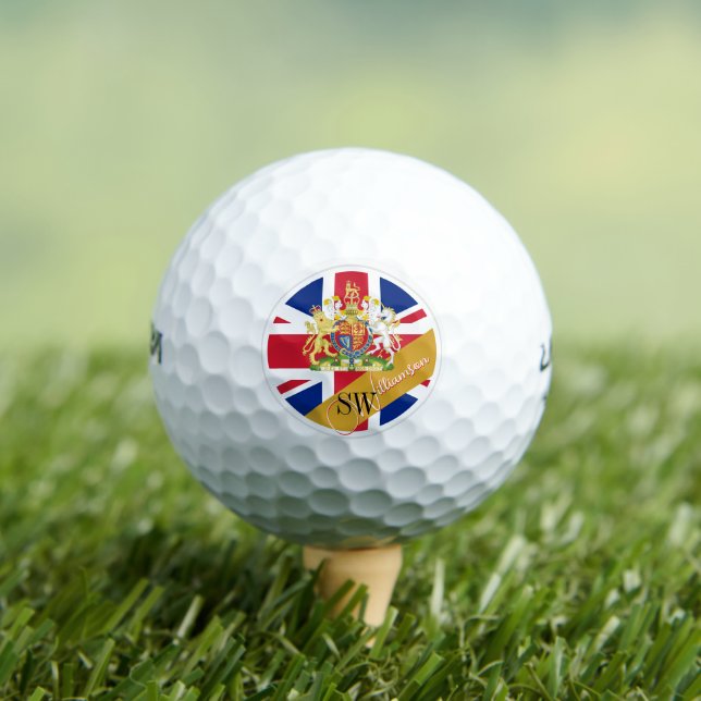 Monogrammed United Kingdom, golfing British Flag Golf Balls (Insitu Tee)