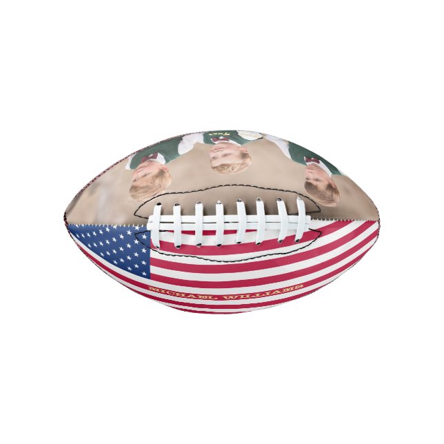 Monogrammed USA American Flag Team Photo Patriotic American Football (Front)