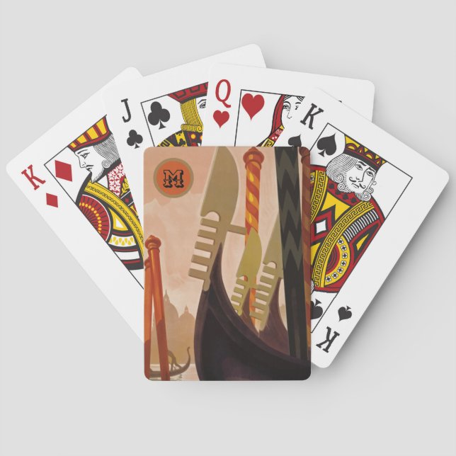 Monogrammed Venice Canals Italy Gifts Playing Cards (Back)