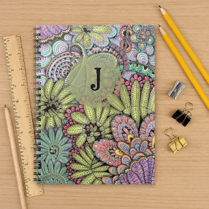 Monogrammed Vibrant Floral Creative Artistic Notebook