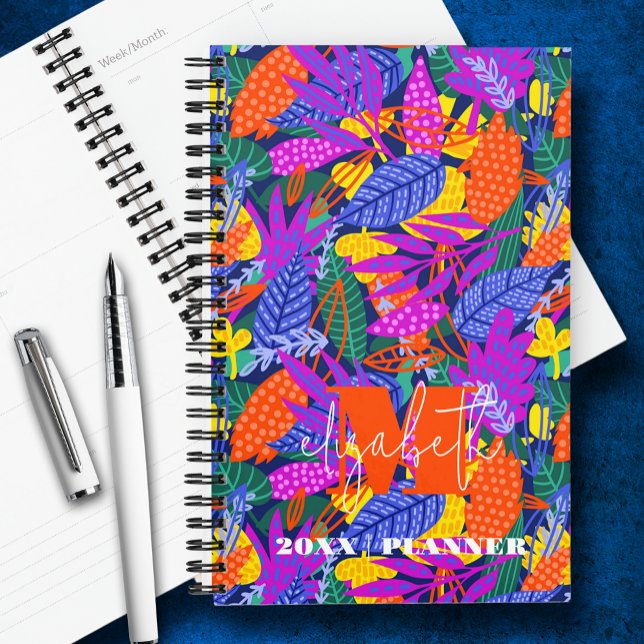 Monogrammed Vibrant Leaf Pattern Planner (Creator Uploaded)