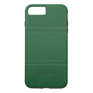 Monogrammed Vintage Dark Green Faux Leather iPhone 8 Plus/7 Plus Case