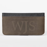 Monogrammed vintage elegant brown leather look case<br><div class="desc">Vintage distressed brown leather looking phone wallet for him.           Personalise it with name initials and contact details on both sides!         It can make a great gift for dad,  grandpa,  husband,  or best friend on birthday,  Father's Day,  Christmas,  or any other special occasion.</div>