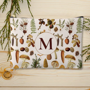 Monogrammed Vintage Pine Forest Treasures Pattern Accessory Pouch