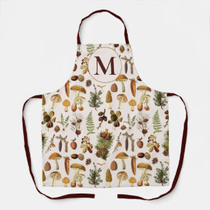 Monogrammed Vintage Pine Forest Treasures Pattern Apron