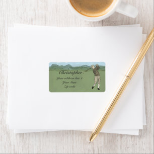 Monogrammed Vintage Style golf art Label