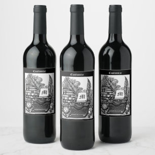 Monogrammed Vintage Writer's Theme Colour Me Wine Label