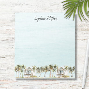 Monogrammed Watercolor Coconut Palm Trees Beach Notepad