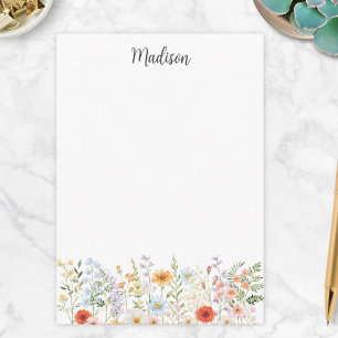 Monogrammed Watercolor Colourful Wild Flower Flora Card