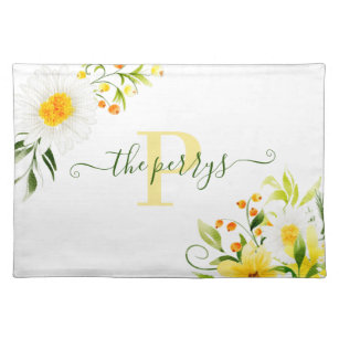 Monogrammed Watercolor Daisy Placemat