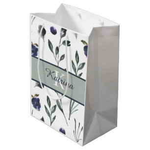 Monogrammed Watercolor Floral Gift Bag