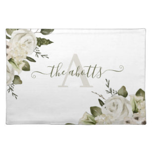 Monogrammed Watercolor Floral Placemat