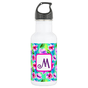 Monogrammed Watercolor Flowers 532 Ml Water Bottle