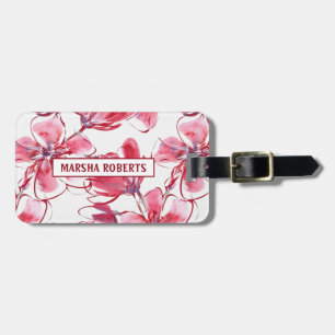 Monogrammed Watercolor Flowers Luggage Tag