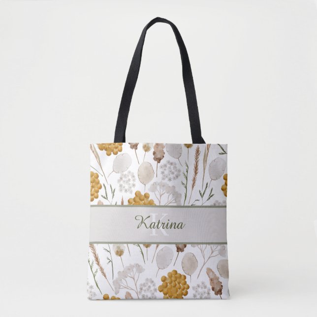 Monogrammed Watercolor Honeycomb Tote (Front)