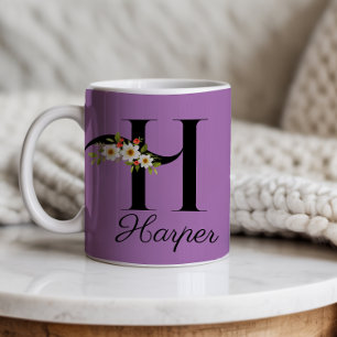 Monogrammed watercolor lavender Mug