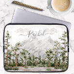 Monogrammed Watercolor Mountain and Forest Laptop Sleeve<br><div class="desc">Elevate your laptop game with our Personalised Watercolor Mountain and Forest Laptop Sleeve!  Customise with a monogram for a touch of rustic charm. Protect your tech in style!</div>