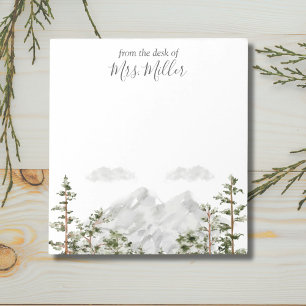Monogrammed Watercolor Mountain and Forest Notepad