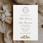 Monogrammed watercolor Tuscany skyline wedding  Invitation<br><div class="desc">Elegant and simple hand drawn monogrammed wreath with watercolor Tuscany skyline of rolling hills at the bottom. Perfect for Italian destination weddings. .</div>
