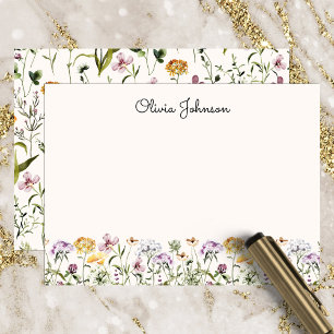 Monogrammed Watercolor Wildflower Garden Card