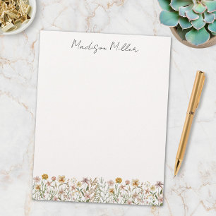Monogrammed Watercolor Wildflower Meadow Floral Custom Letterhead