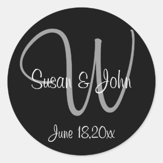 Monogrammed Wedding Classic Round Sticker