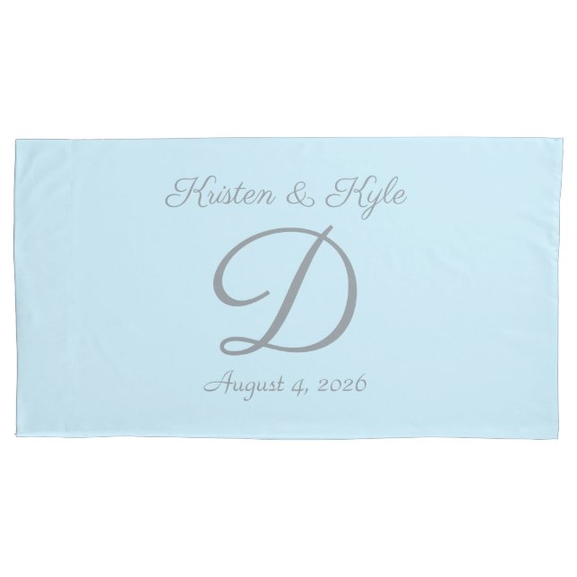 Monogrammed wedding gift pillowcase (Front-Left)