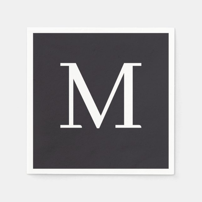 Monogrammed Wedding Napkin Black & White Design  (Front)