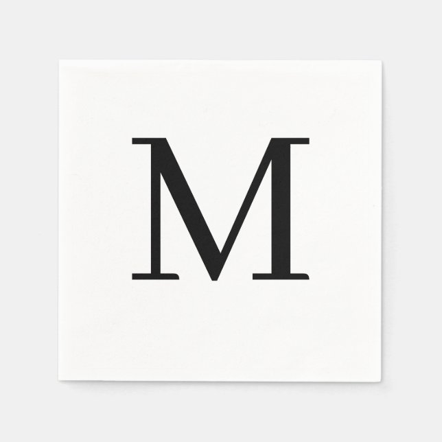 Monogrammed Wedding Napkin Classic Black Design  (Front)
