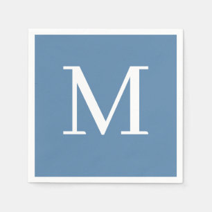Monogrammed Wedding Napkin Dusty Blue Design 