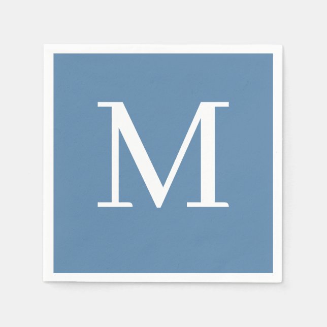 Monogrammed Wedding Napkin Dusty Blue Design  (Front)