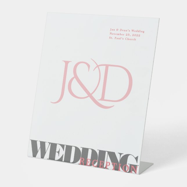 Monogrammed Wedding Pedestal Sign (Front)