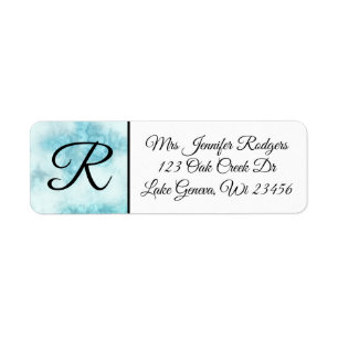 Monogrammed White and Blue Marble Gems
