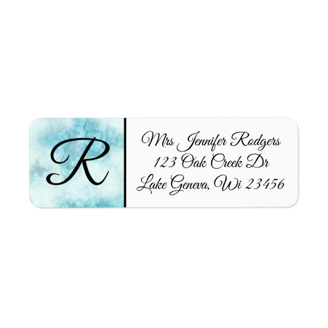 Monogrammed White and Blue Marble Gems (Front)