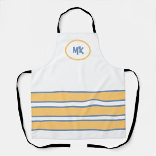 Monogrammed White and Yellow Striped Apron