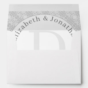 Monogrammed White Lace Return Address Envelopes