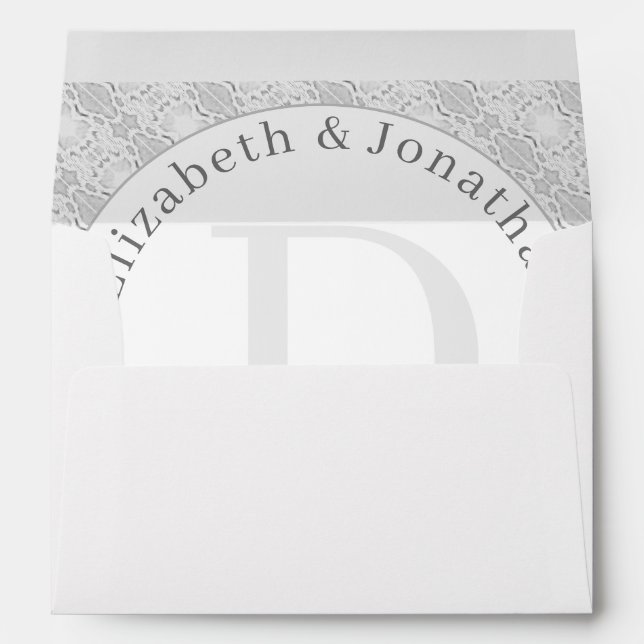 Monogrammed White Lace Return Address Envelopes (Back (Bottom))