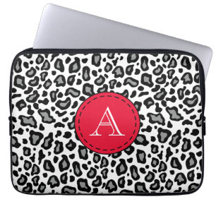 Monogrammed White Leopard Laptop Sleeve