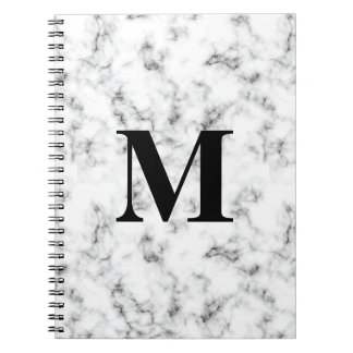 Monogrammed White Marble Pattern  Notebook
