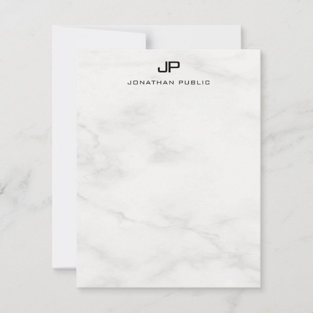 Monogrammed White Marble Template Elegant Modern (Front)