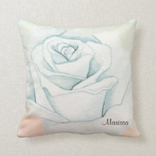 Monogrammed White Rose Cushion