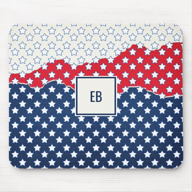 Monogrammed White Stars Mouse Mat (Front)